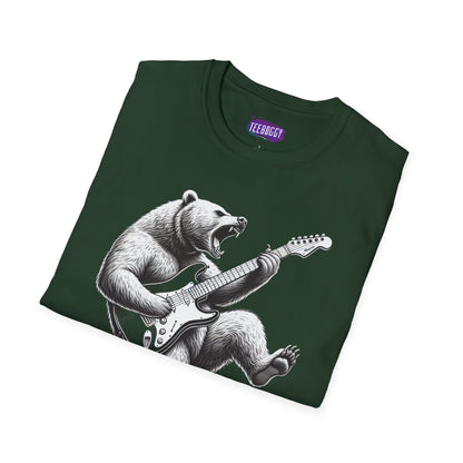 Graphic Tee Unleash the Inner Beast Grizzly Bear Rock Guitar T-Shirt