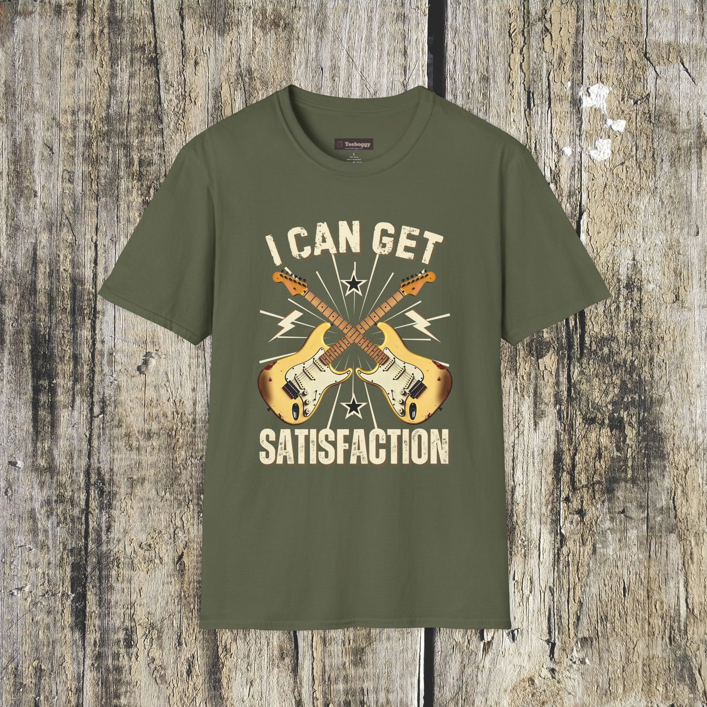 I Can Get Satisfaction T-Shirt — Stratocaster Guitar Rock Tee
