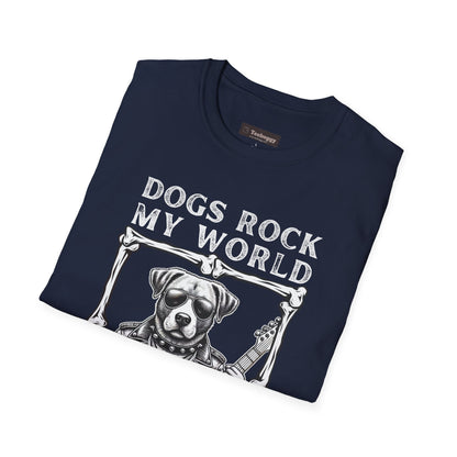 Dogs Rock My World, T-Shirt — Rock & Roll Dog Graphic Tee