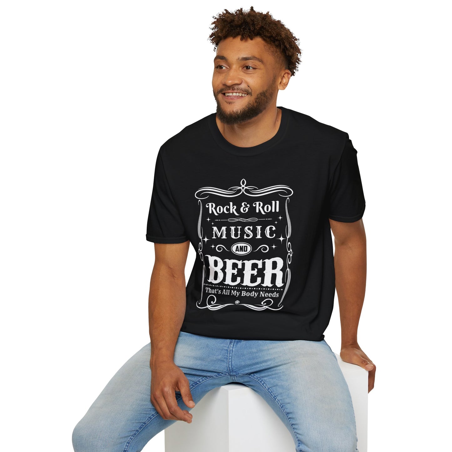 Rock & Roll Music Beer Softstyle T-Shirt