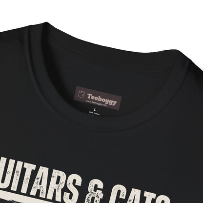 Guitars & Cats Make Me Happy T-Shirt — Cool Cat Playing Guitar Tee