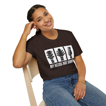 Guitar Headstocks Tee — "My Needs Are Simple!"