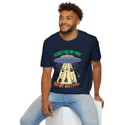 Alien Spaceship Abducting Guitars T-Shirt