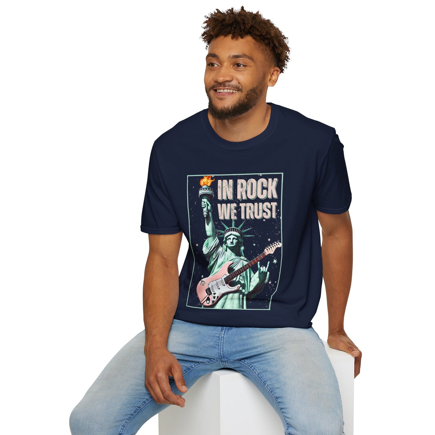 Patriotic Rock T-Shirt - 'In Rock We Trust' | Softstyle