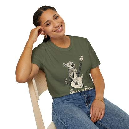 Cat Rocking-Out With Guitar, Hell Yeah!, T-Shirt.