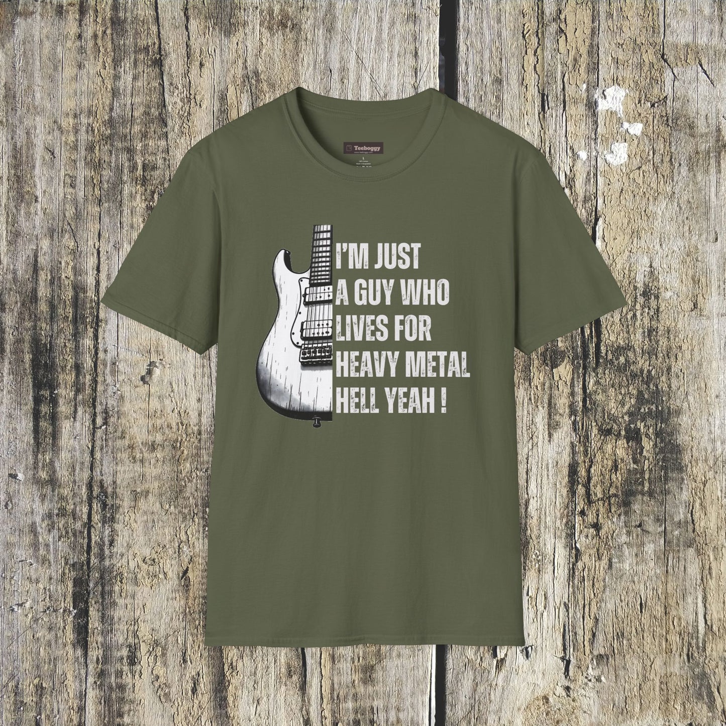 I'm Just A Guy Who Lives For Heavy Metal T-Shirt — Rock Guitar Graphic Tee