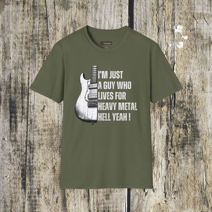 I'm Just A Guy Who Lives For Heavy Metal T-Shirt — Rock Guitar Graphic Tee