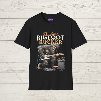 Sasquatch Rocker T-Shirt - Badass Bigfoot Guitar Tee