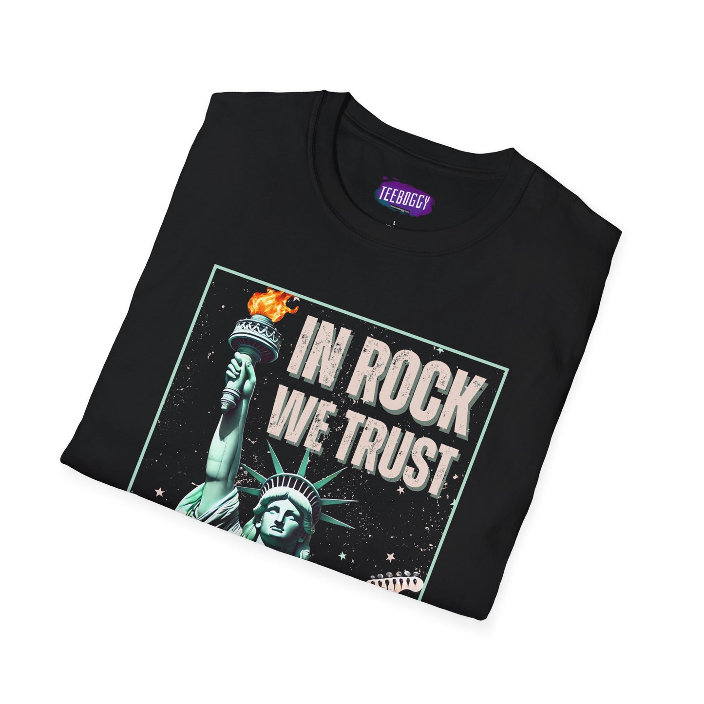 Patriotic Rock T-Shirt - 'In Rock We Trust' | Softstyle