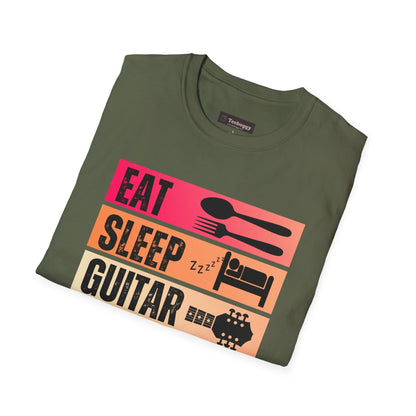 Eat Sleep Guitar Repeat, T-Shirt — Guitarist Day Planner Tee