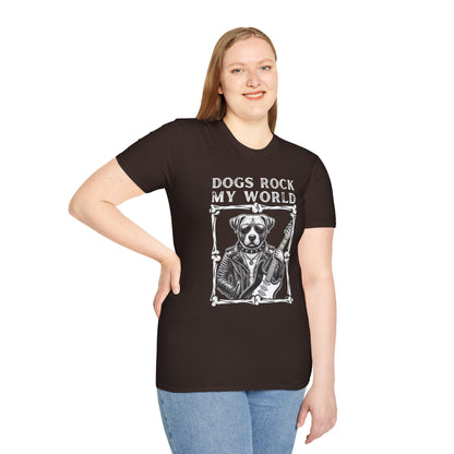 Dogs Rock My World, T-Shirt — Rock & Roll Dog Graphic Tee