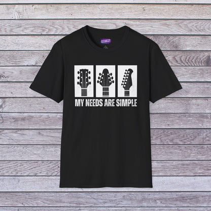 Guitar Headstocks T-Shirt - My Needs Are Simple
