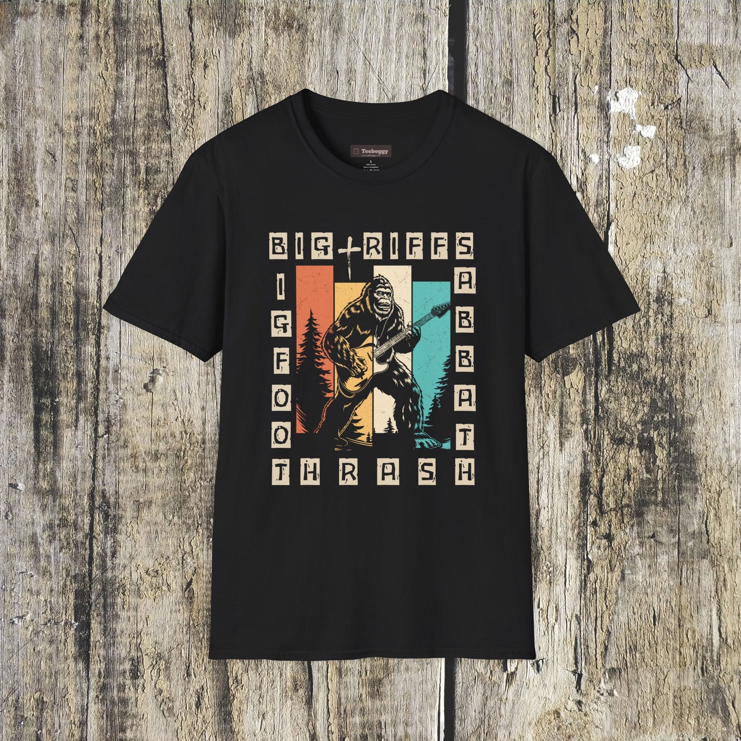 Bigfoot Guitar Graphic T-Shirt — Heavy Metal Wilderness Band Tee