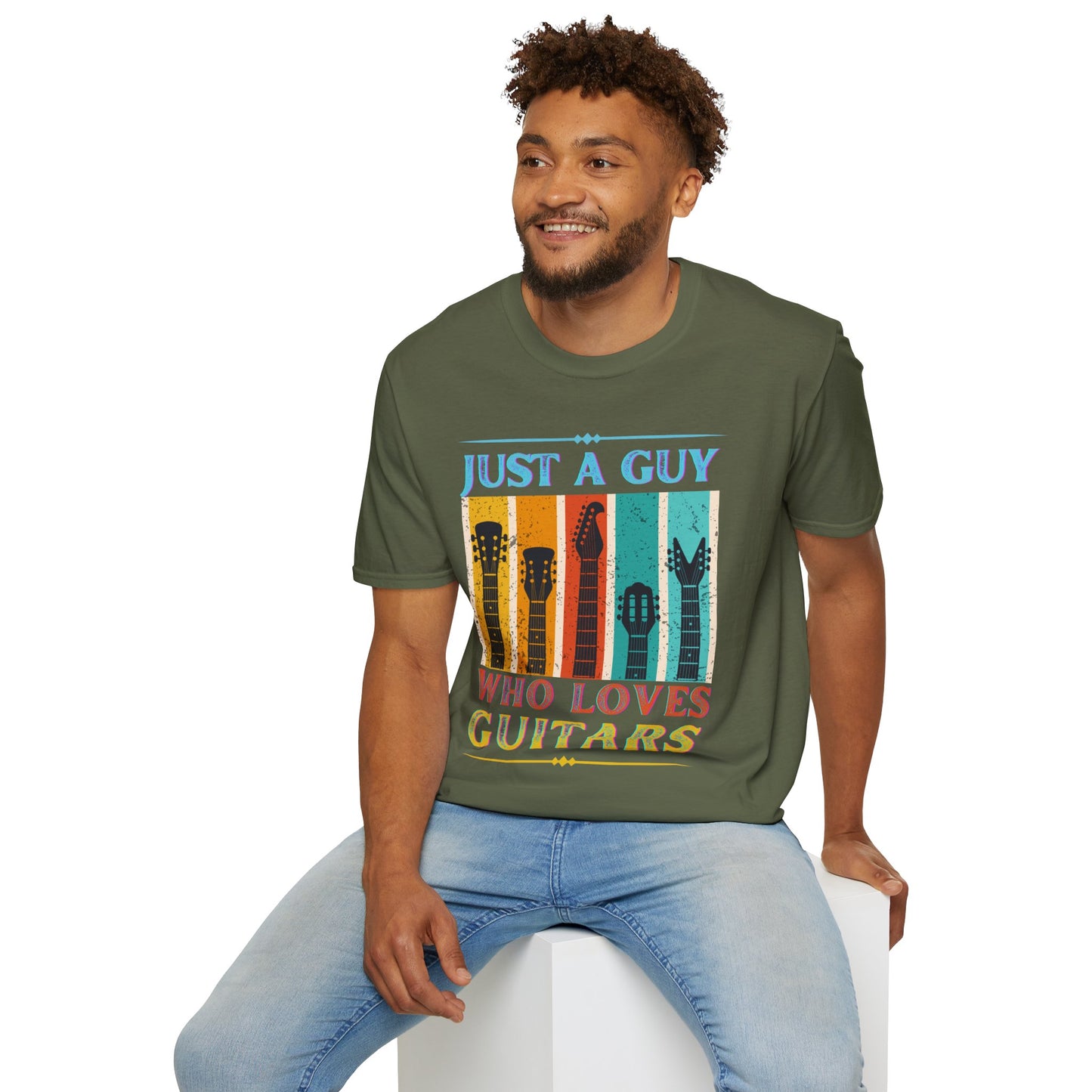 Guitar Headstocks Unisex T-Shirt - 'Just a Guy Who Loves Guitars'