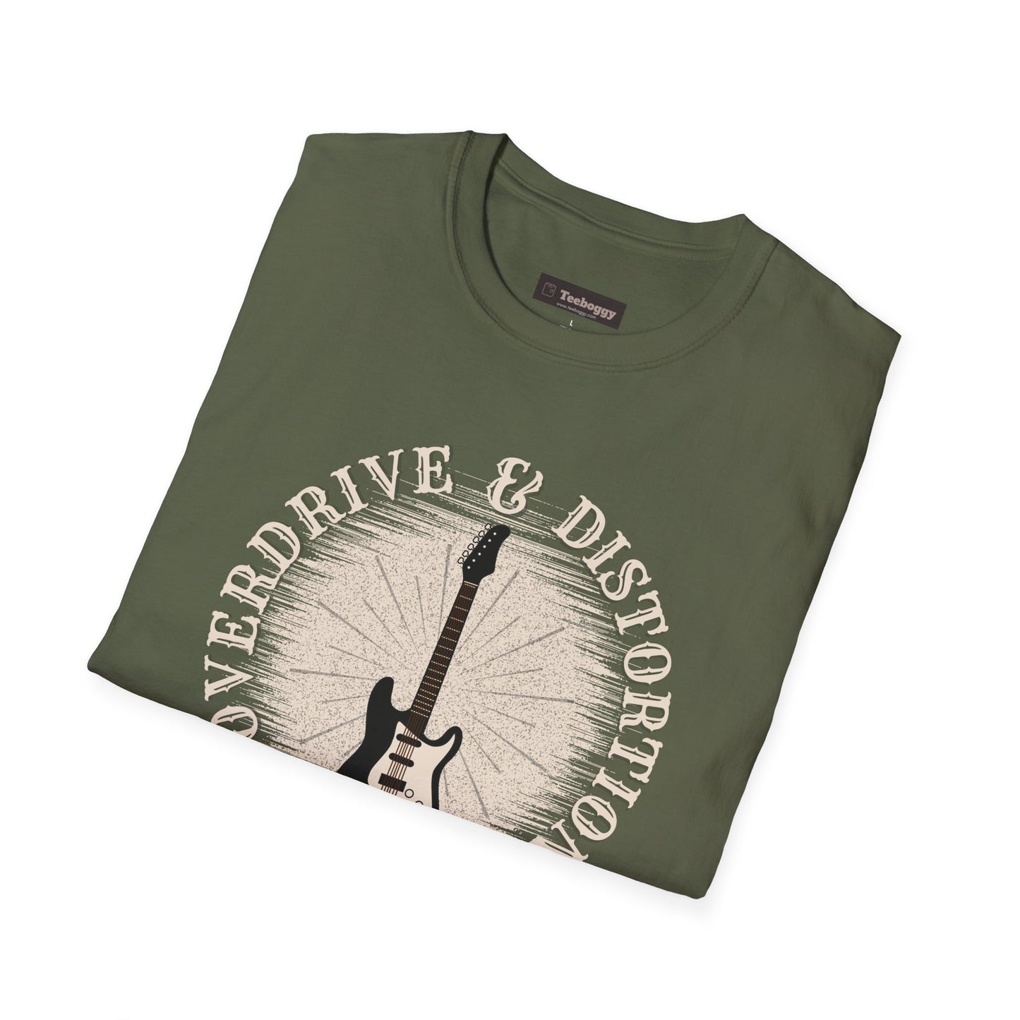 Overdrive & Distortion Guitar T-Shirt — Retro Stratocaster Design