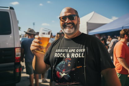 Funny Rocker Monkey Unisex T-Shirt - Absolute Ape Over Rock & Roll