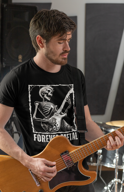 Guitar Metal T-Shirt - Skeleton Rocking Out