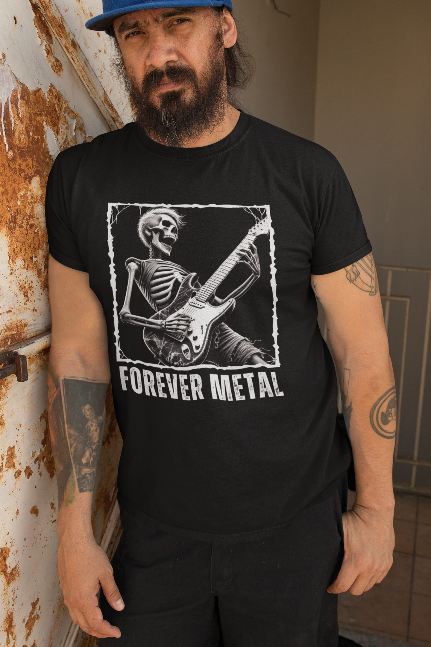 Guitar Metal T-Shirt - Skeleton Rocking Out