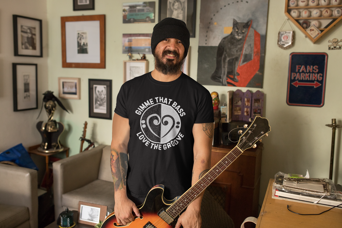 Bass Clef Heart Unisex T-Shirt - Feel the Bass, Love the Groove