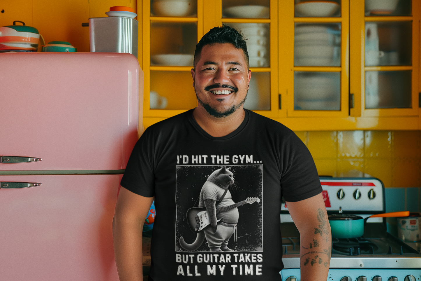Funny Fat Cat Guitar Unisex T-Shirt
