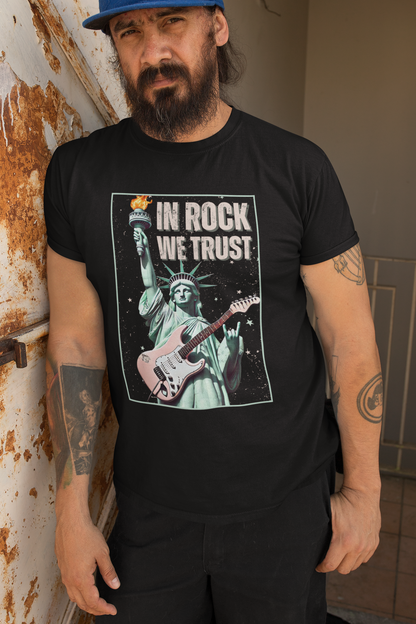 Patriotic Rock T-Shirt - 'In Rock We Trust' | Softstyle