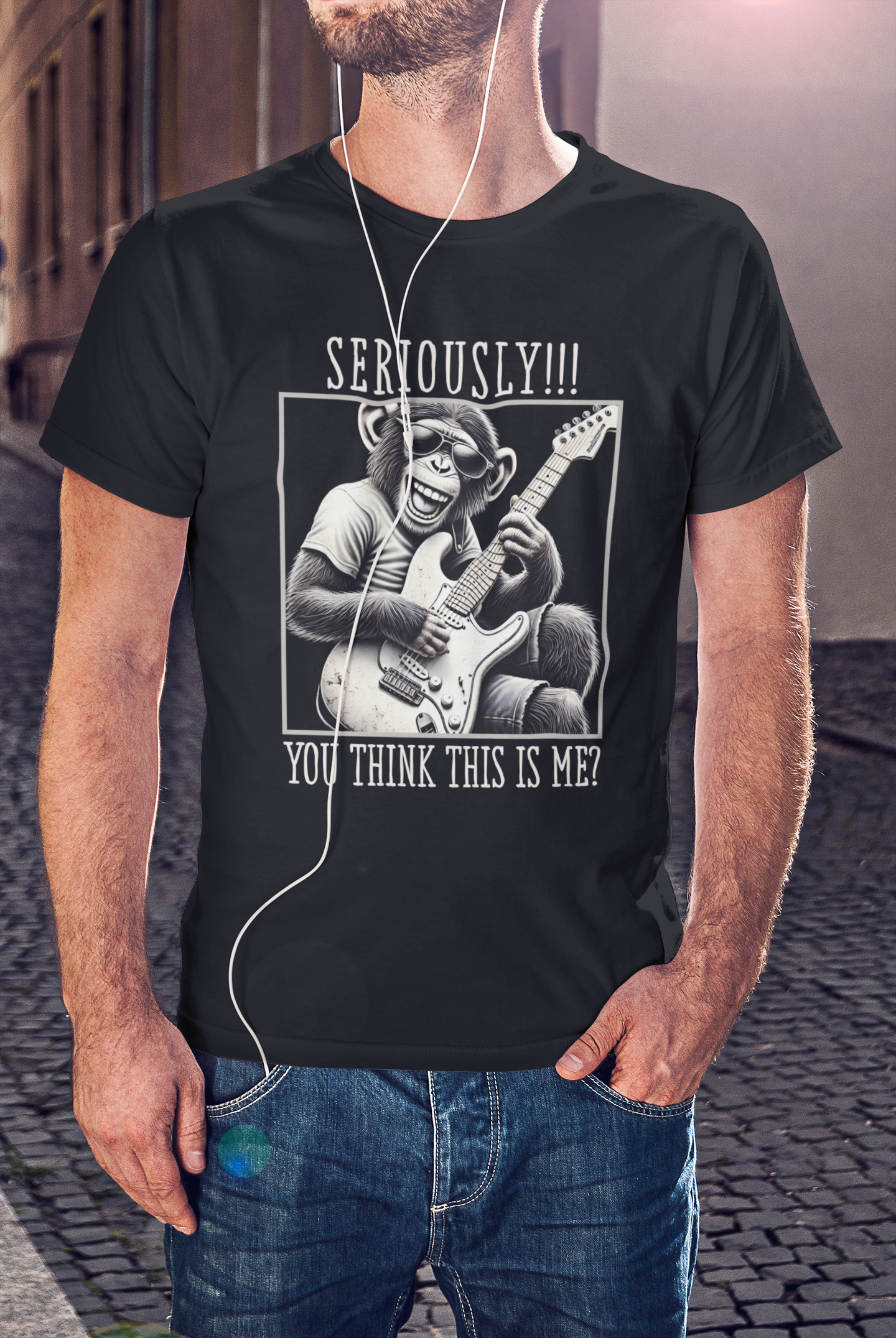 Funny Guitar Chimpanzee Tee