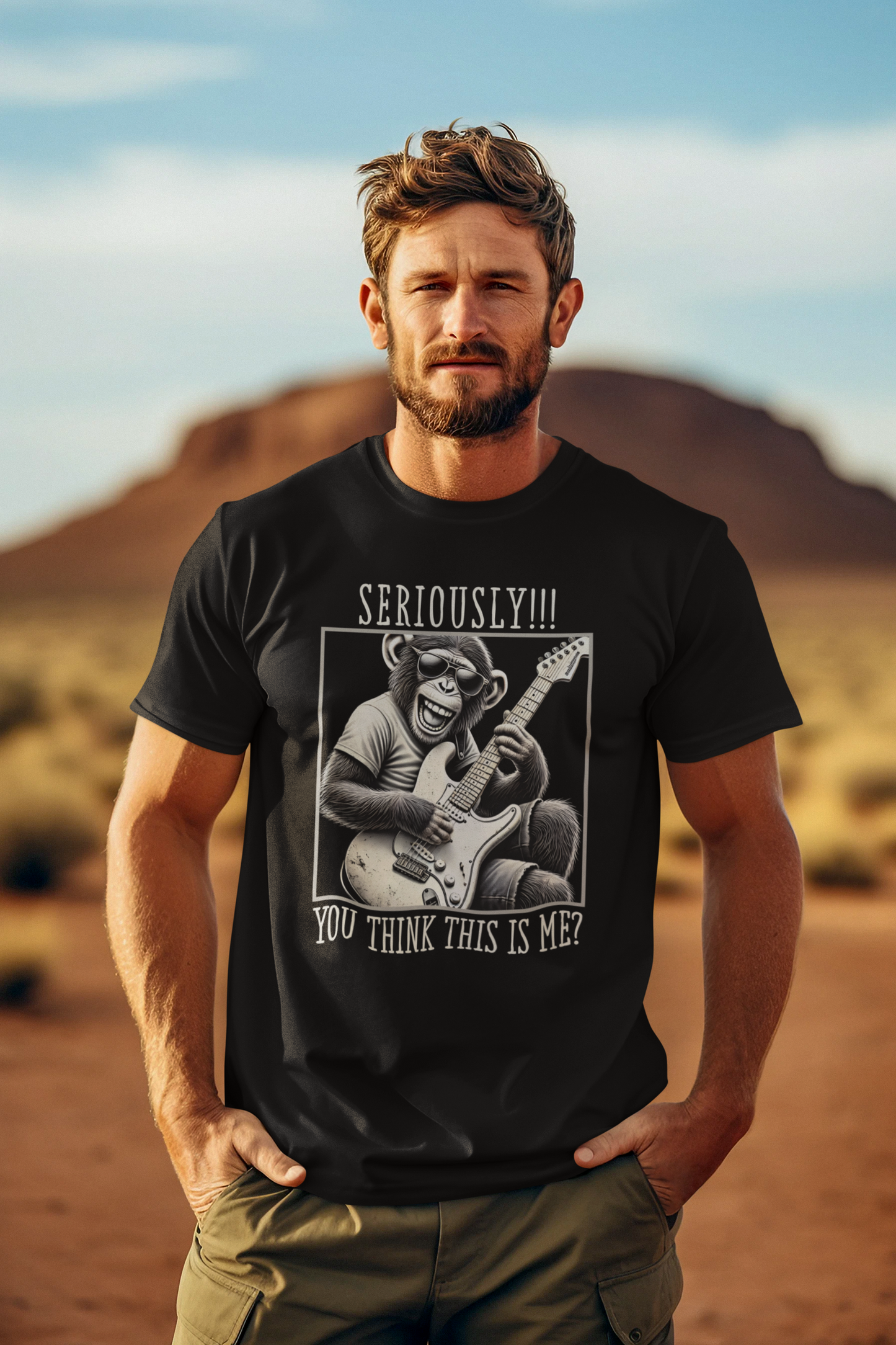 Funny Guitar Chimpanzee Tee