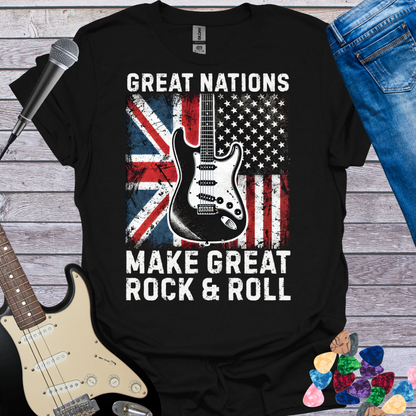 Graphic T-Shirt - UK & USA Flags - Great Nations Make Great Music