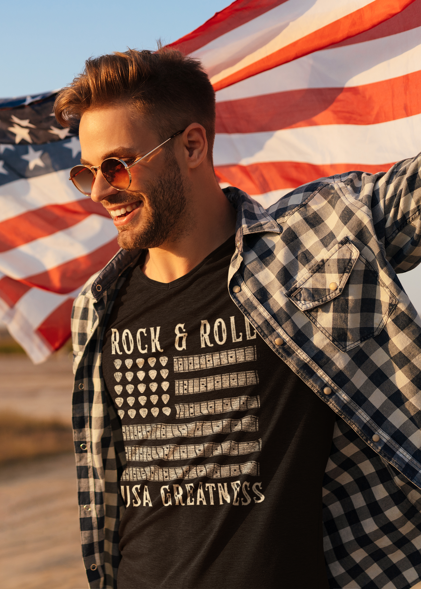 Patriotic Guitar T-Shirt - Rock & Roll, USA Greatness
