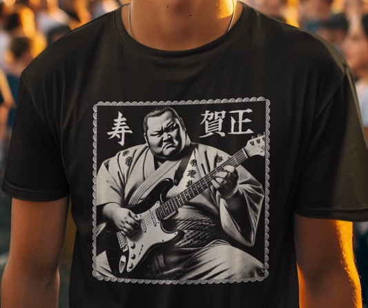 Sumo Rocker T-Shirt — Japanese Sumo Wrestler Playing Electric Guitar
