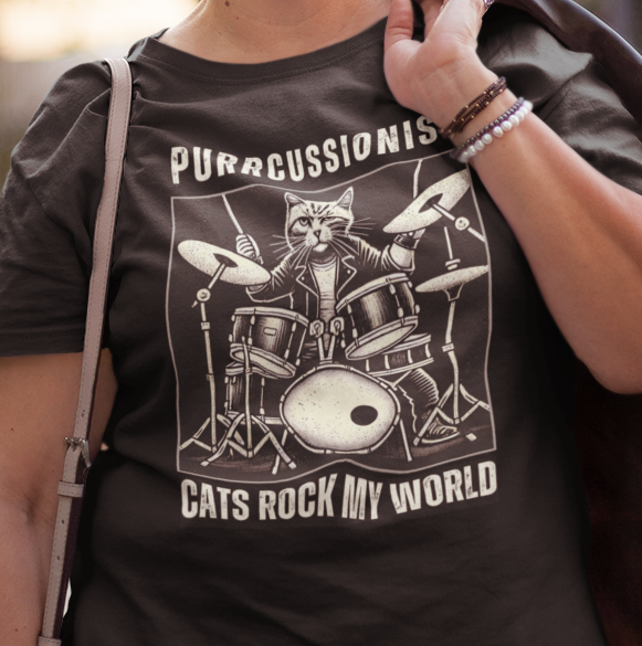 Purrcussionist Cat Drummer T-Shirt — Cats Rock My World