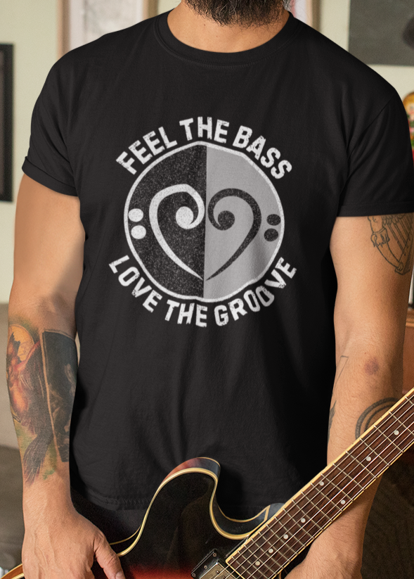 Bass Clef Heart Unisex T-Shirt - Feel the Bass, Love the Groove