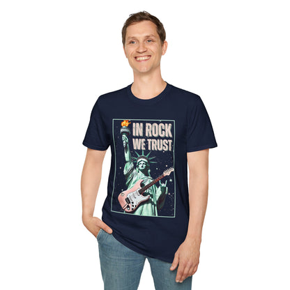 Patriotic Rock T-Shirt - 'In Rock We Trust' | Softstyle