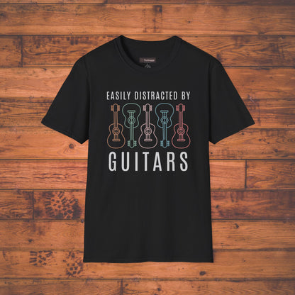 Easily Distracted By Guitars T-Shirt — Guitar Design for Guitar Lovers