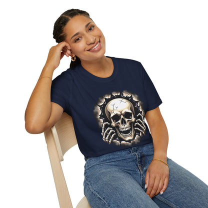 Skull Ripping Through T‑Shirt — Horror Metal Graphic Tee