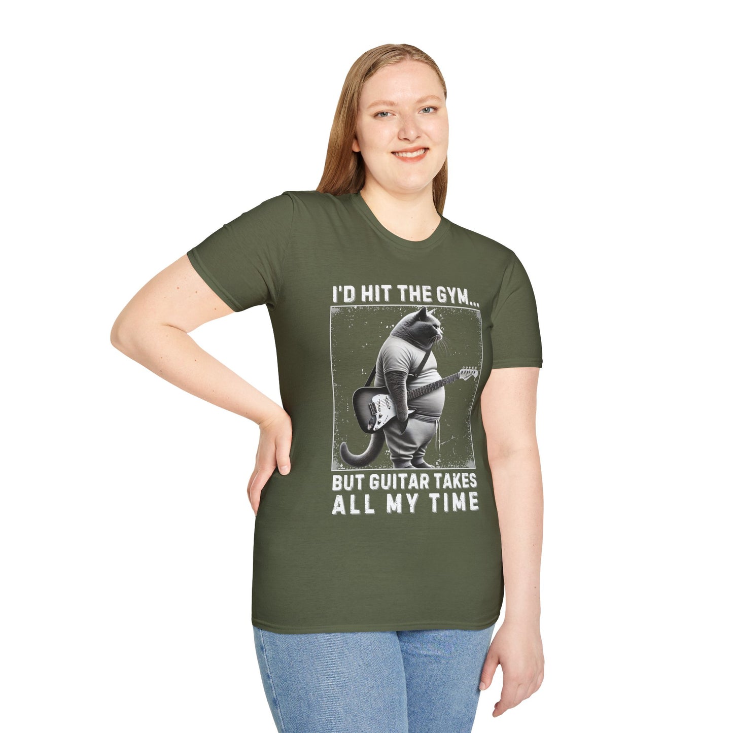 Funny Fat Cat Guitar Unisex T-Shirt