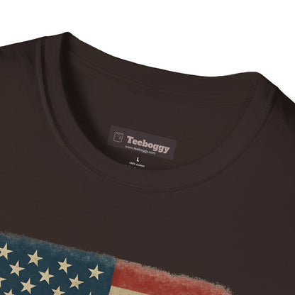 Rock & Roll T-Shirt — "In Rock & Roll We Trust" USA Flag Patriotic Tee