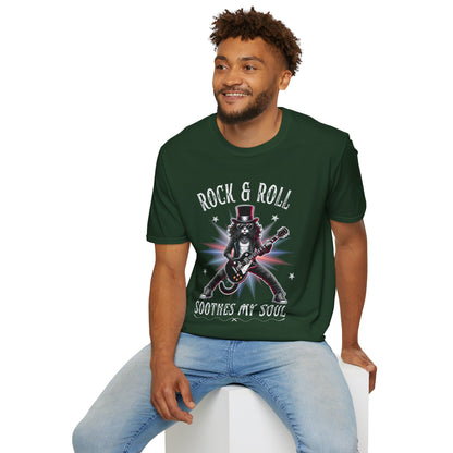 Rocker Cat T-Shirt, Rock & Roll, Soothes My Soul Design