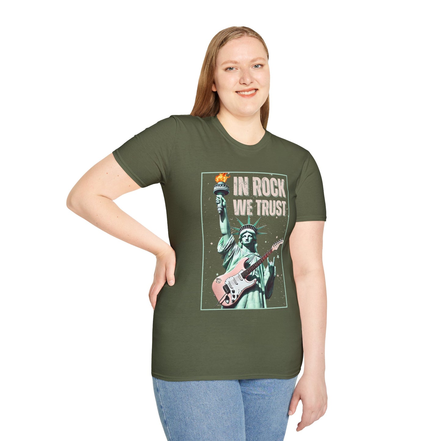 Patriotic Rock T-Shirt - 'In Rock We Trust' | Softstyle