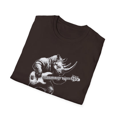 Heavy Bass Addiction T-Shirt — Rhino Playing Bass for Bassists & Music Lovers