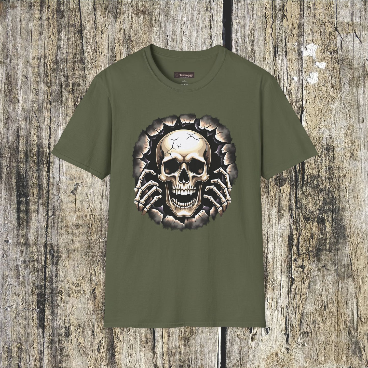 Skull Ripping Through T‑Shirt — Horror Metal Graphic Tee