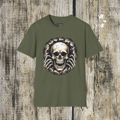 Skull Ripping Through T‑Shirt — Horror Metal Graphic Tee