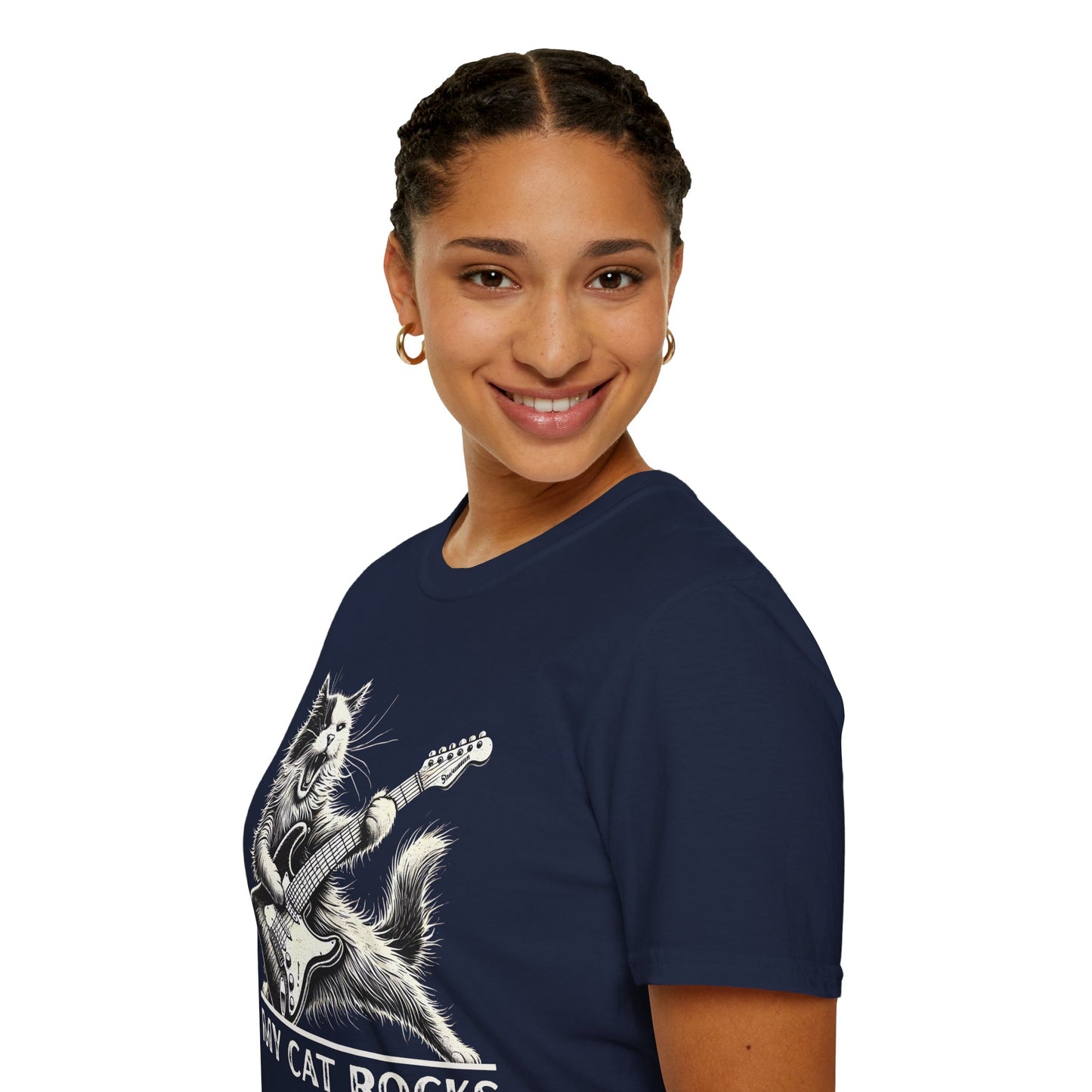 My Cat Rocks T-Shirt — Cat Playing Guitar Tee for Music Lovers