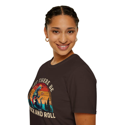 Rock & Roll Dinosaur T-Shirt — "Let There Be Rock and Roll" Guitar Dino Tee