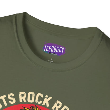 Graphic T-Shirt - Zion Lion Rock Guitar Retro Sunset with Roots Rock Reggae & One Love Slogans