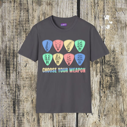 Guitar Plectrum T-Shirt - Choose Your Weapon