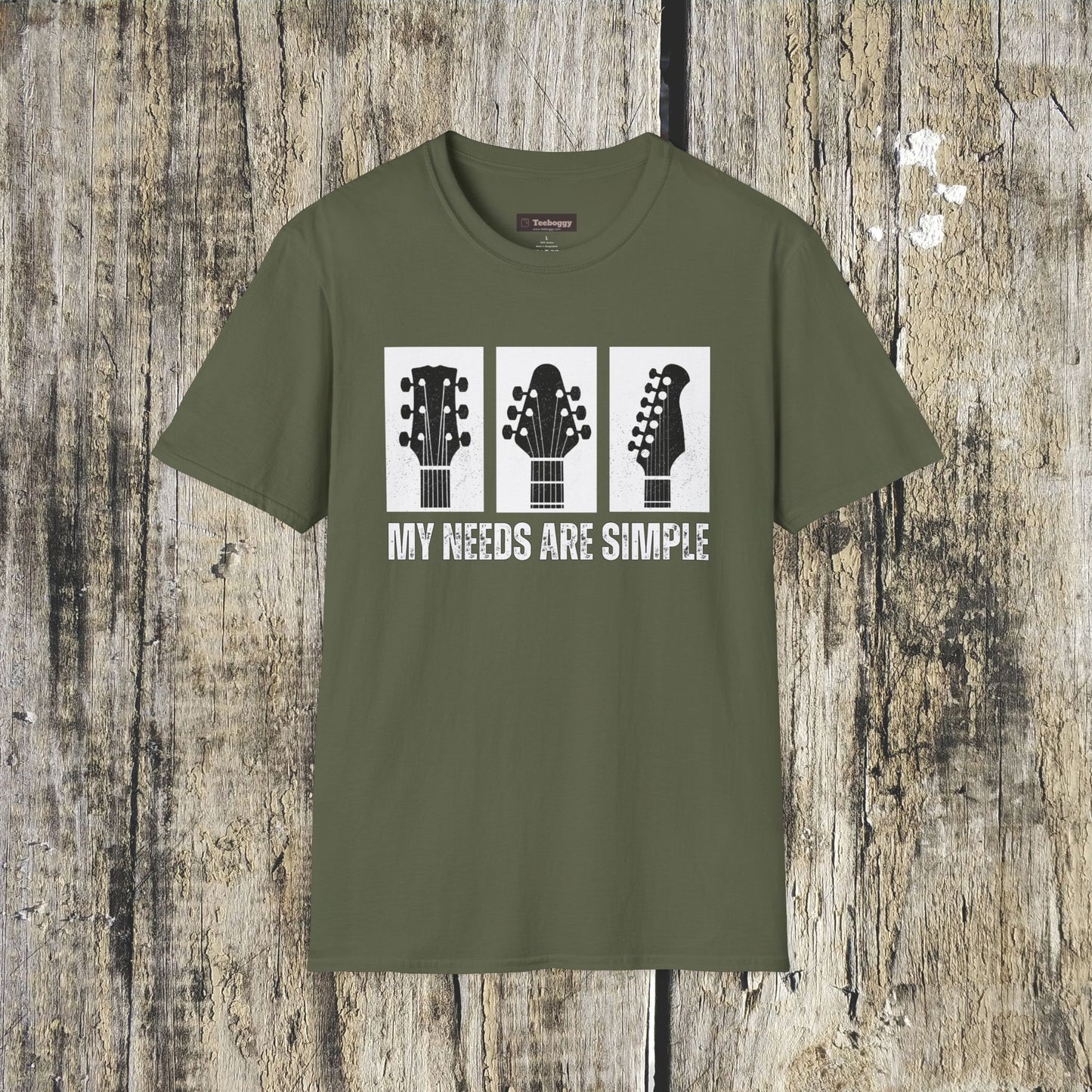 Guitar Headstocks Tee — "My Needs Are Simple!"