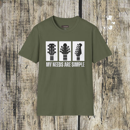 Guitar Headstocks Tee — "My Needs Are Simple!"