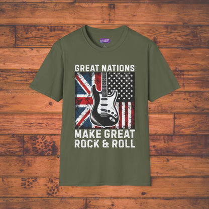 Graphic T-Shirt - UK & USA Flags - Great Nations Make Great Music