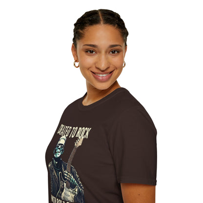Crafted To Rock, With Bolt-on Neck, Frankenstein With Guitar, T-Shirt.